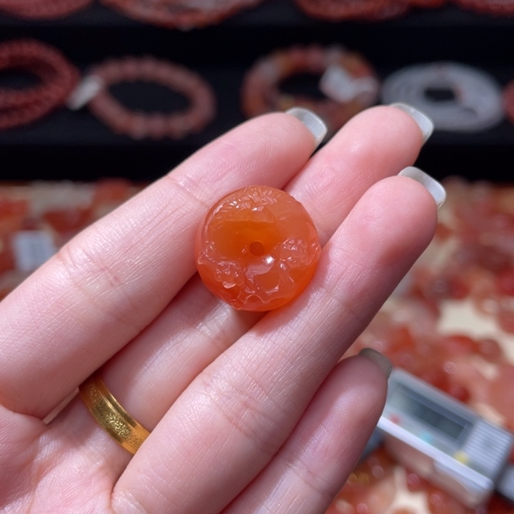 南红玛瑙喜上眉梢平安扣未镶嵌866