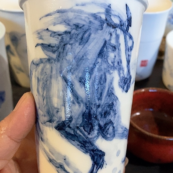 周老手作青花马可乐杯（无落款）