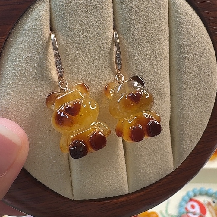 琥珀未镶嵌手链琥珀耳饰
