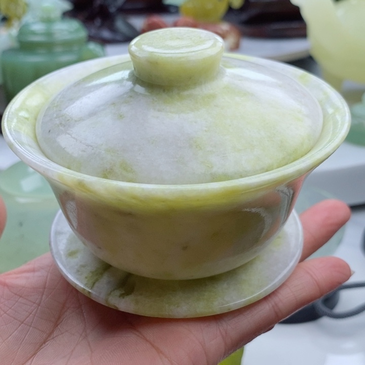 岫玉四大名玉盖碗未镶嵌