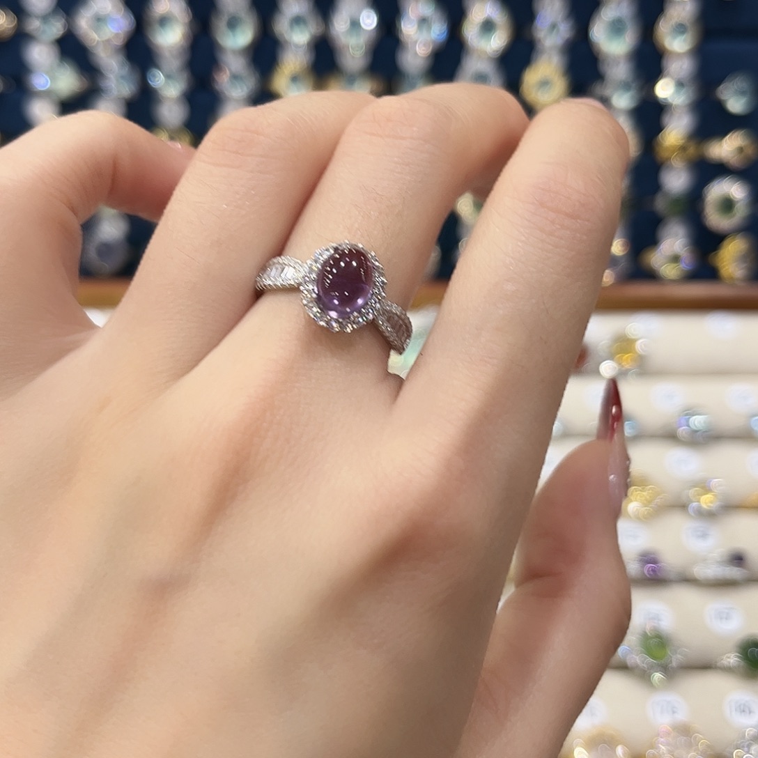 紫晶戒指银S925镶嵌戒指