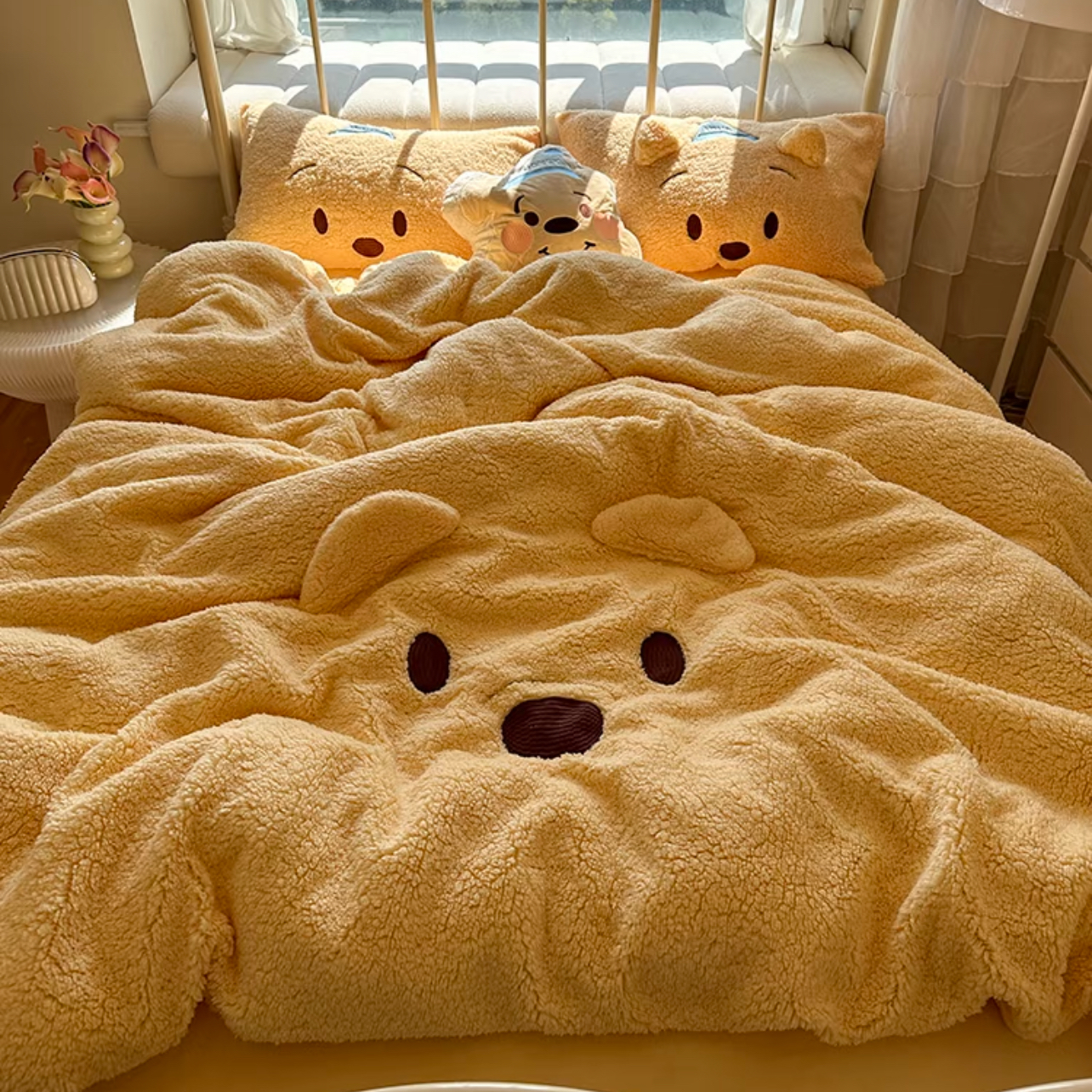 梦悦|【羊羔绒】迪士尼高克重加厚羊羔绒牛奶绒贴布绣四件套