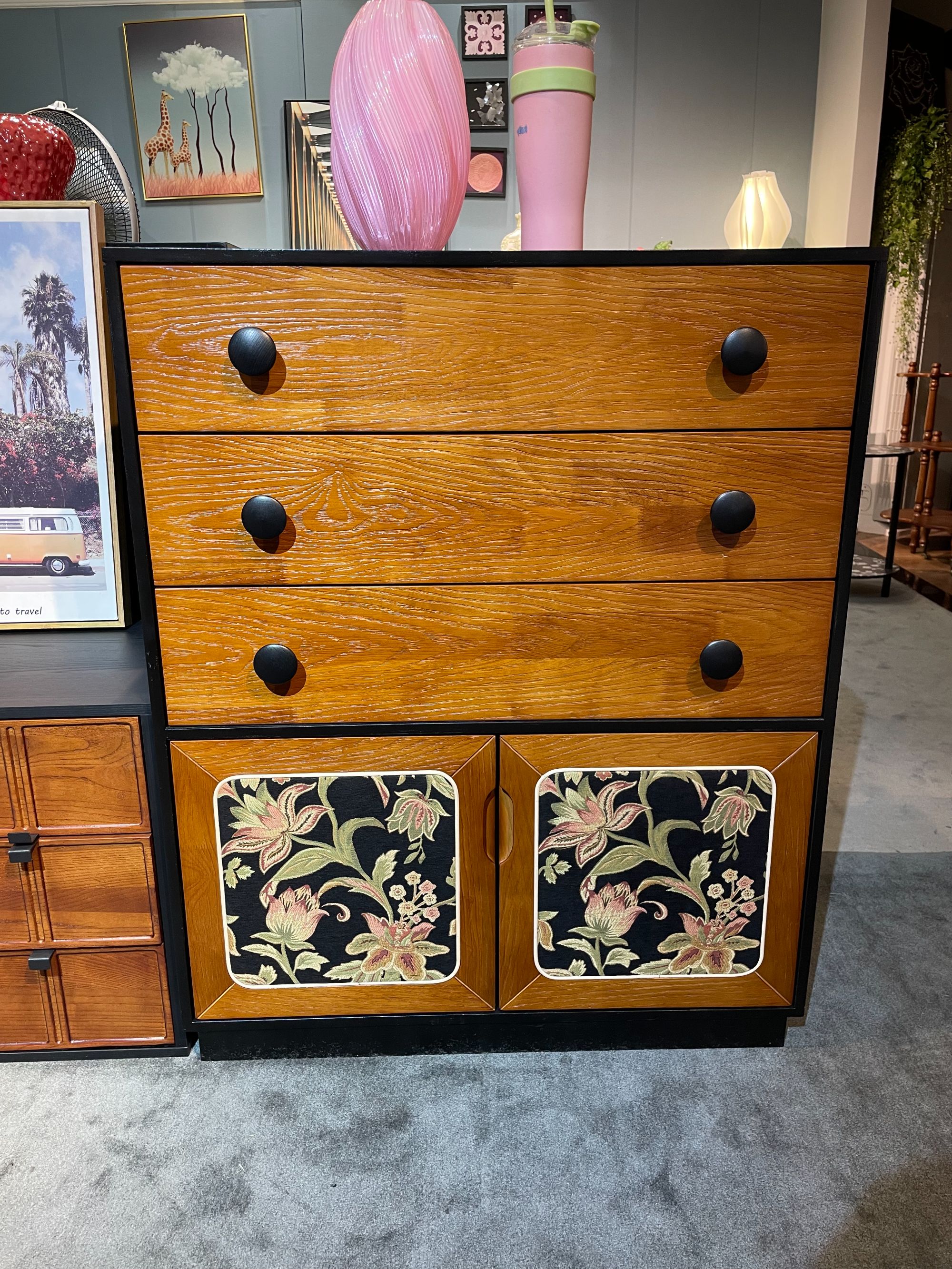 旗藤斗柜新中式意式复古风艺术书架北欧置物架柜