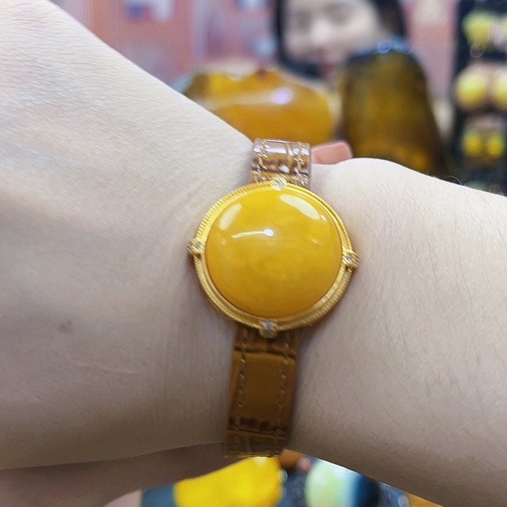 蜜蜡颈饰银S925镶嵌手镯