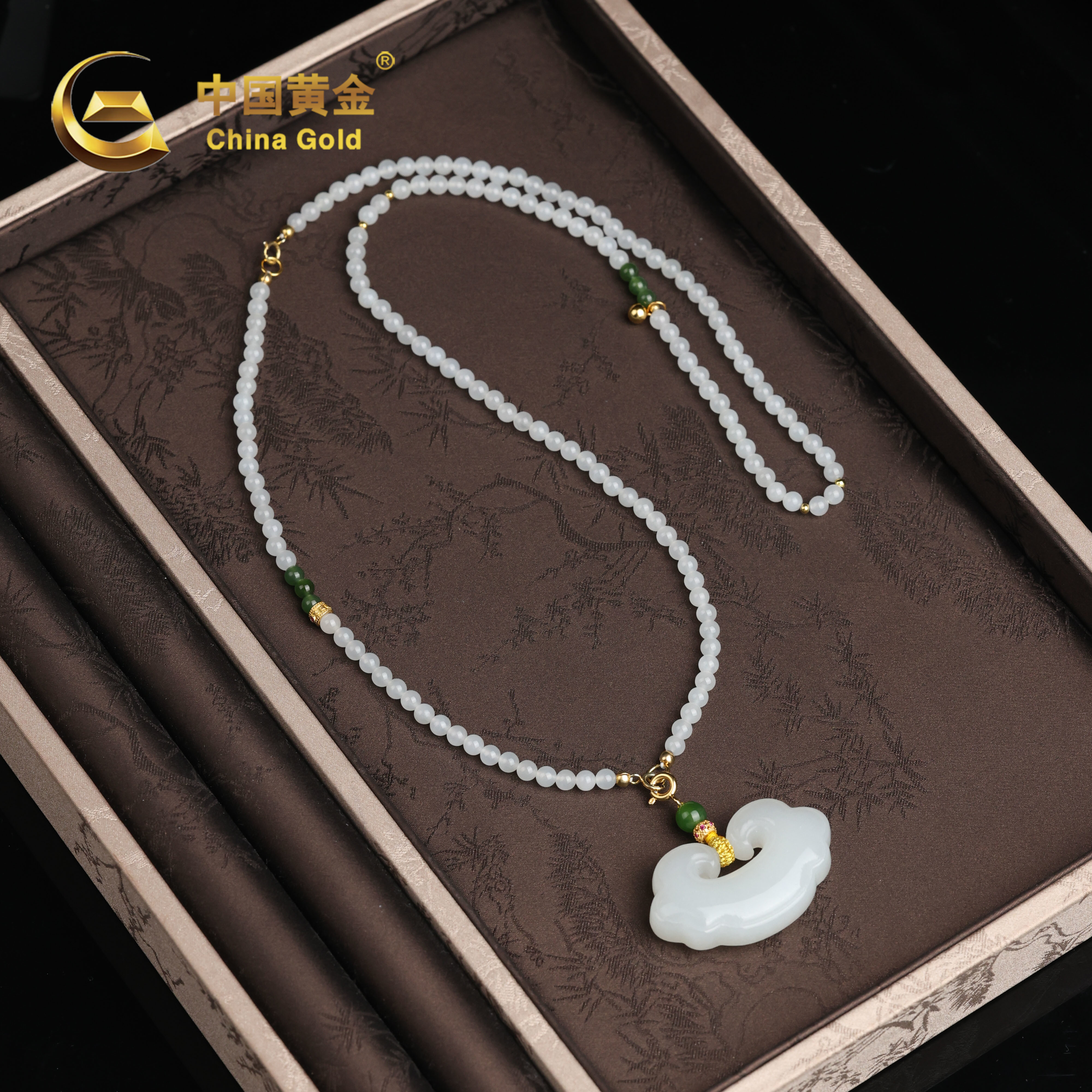 【中国黄金】福悦 | 和田玉*吊坠*S925银镶嵌-X2915-格