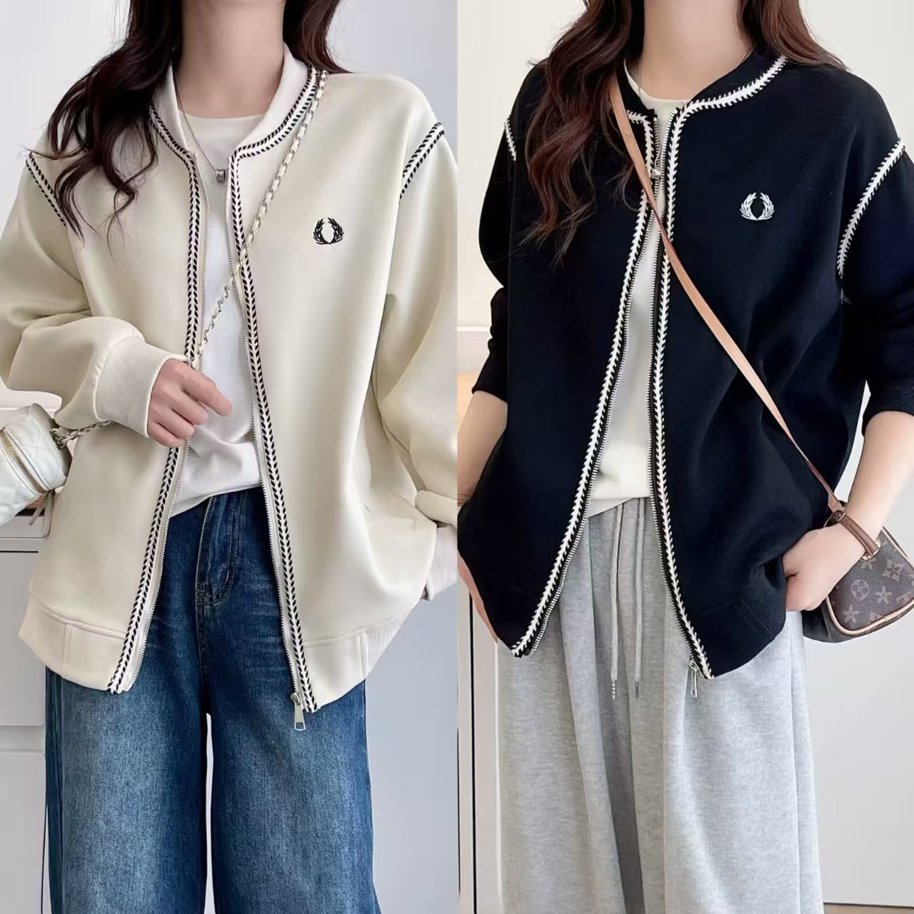 CC【明线减龄棒球服2153】秋季女拉链短外套短款气质运动风小香风