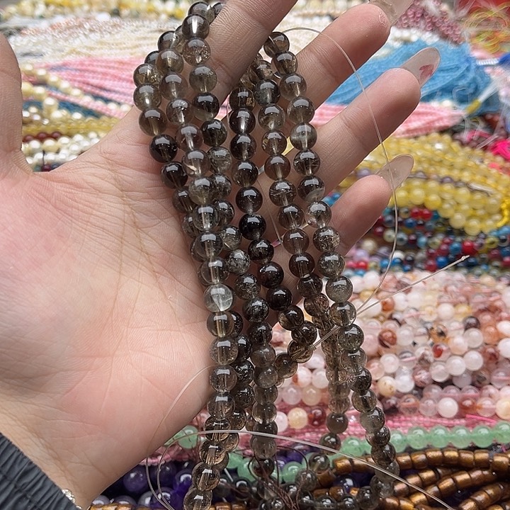 玛瑙/玉髓珠宝半成品未镶嵌一条8mm左右茶晶