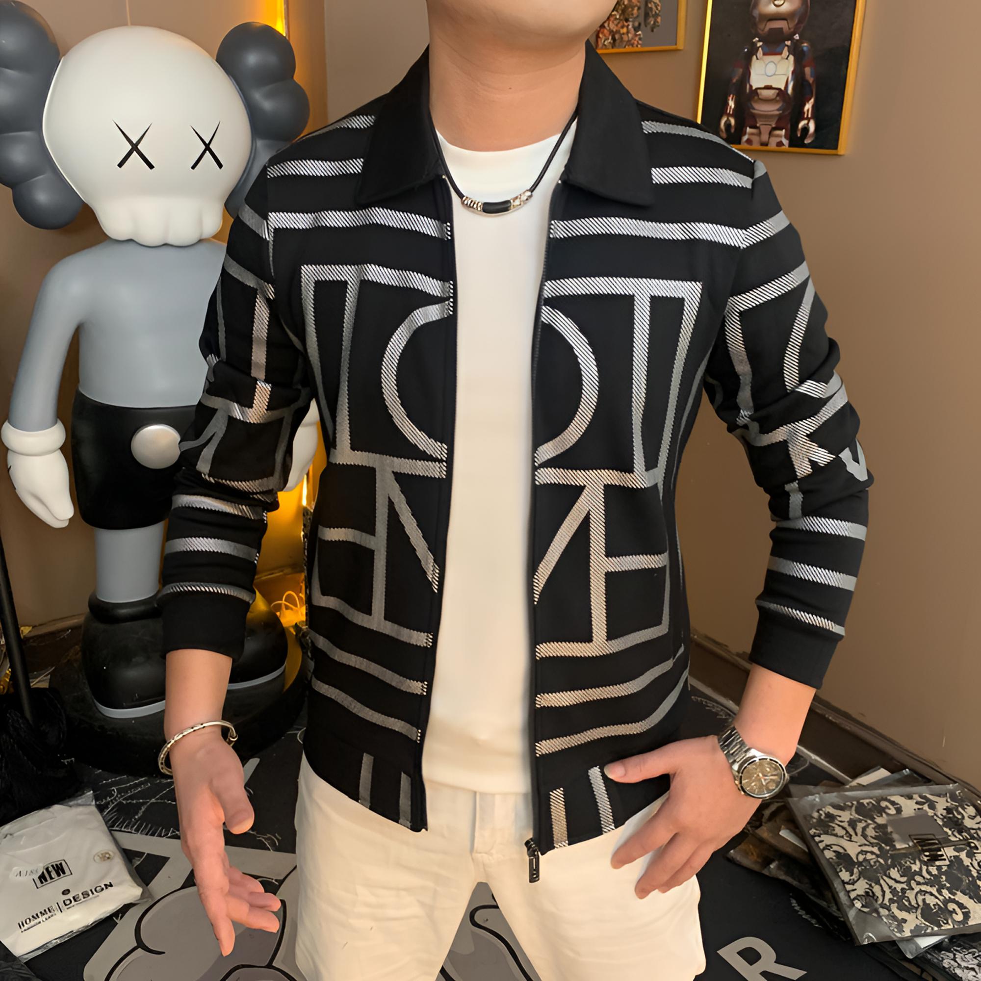 《格调》欧货男装时尚休闲翻领轻奢空气棉款百搭透气上衣潮流修身型