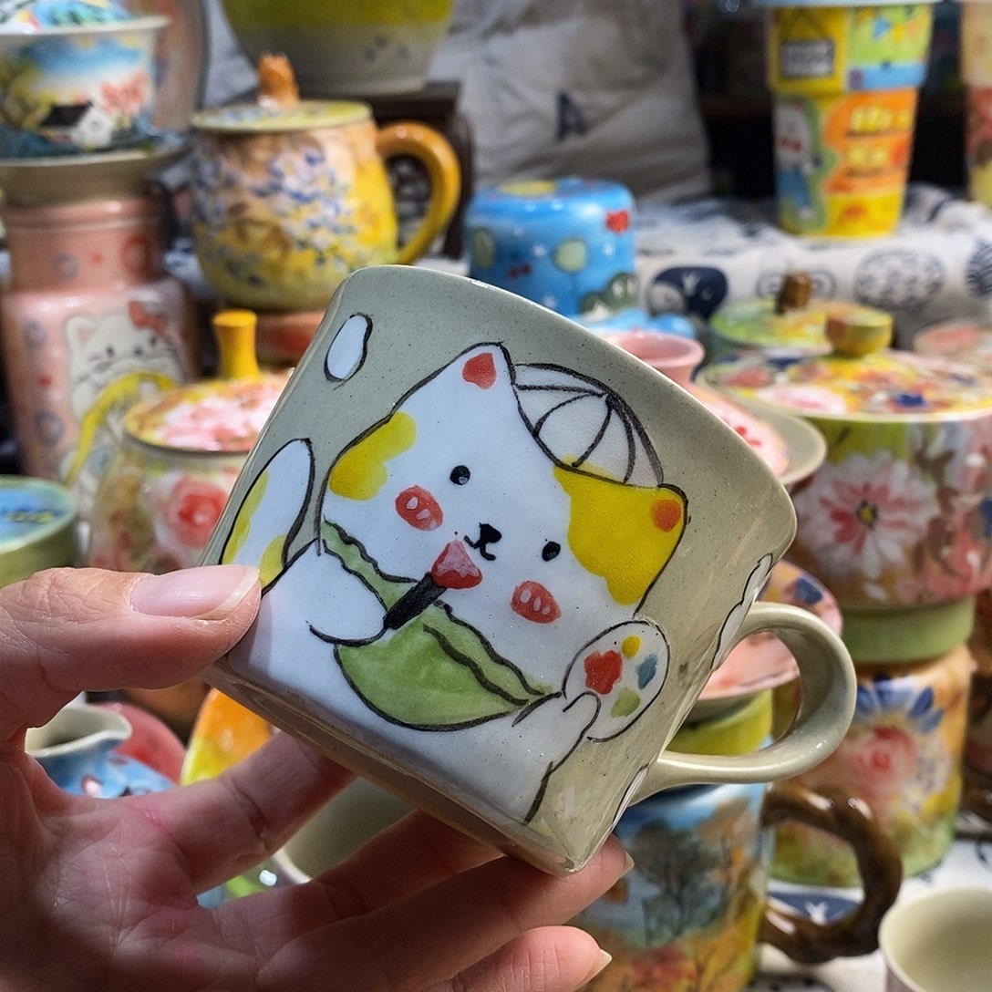 瓷片小年喜乐多手绘陶瓷