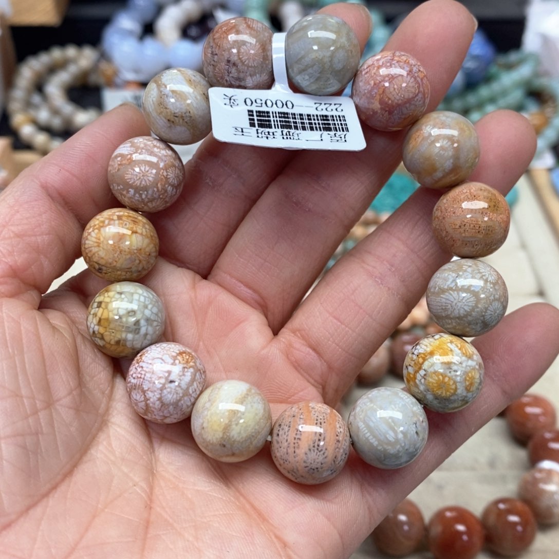 硅化珊瑚（珊瑚玉）手链未镶嵌朱****042