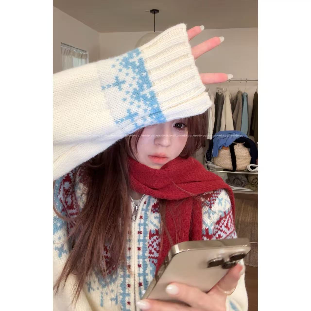 【mooi】'圣诞星'秋冬新款韩版ins风小众设计感毛衣外套