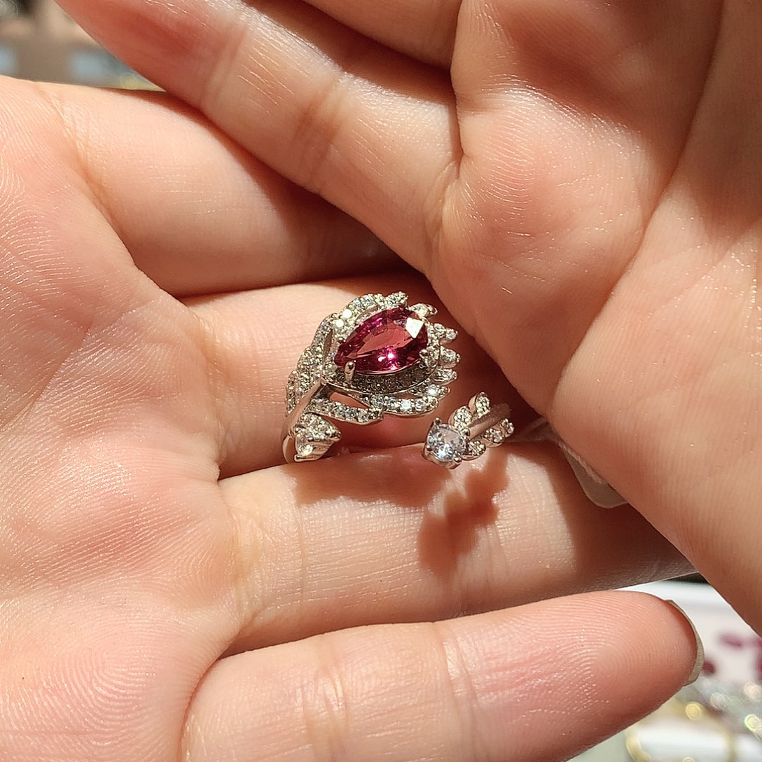 碧玺戒指银S925镶嵌