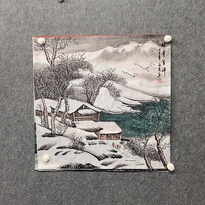 国画四尺斗方雪景一副