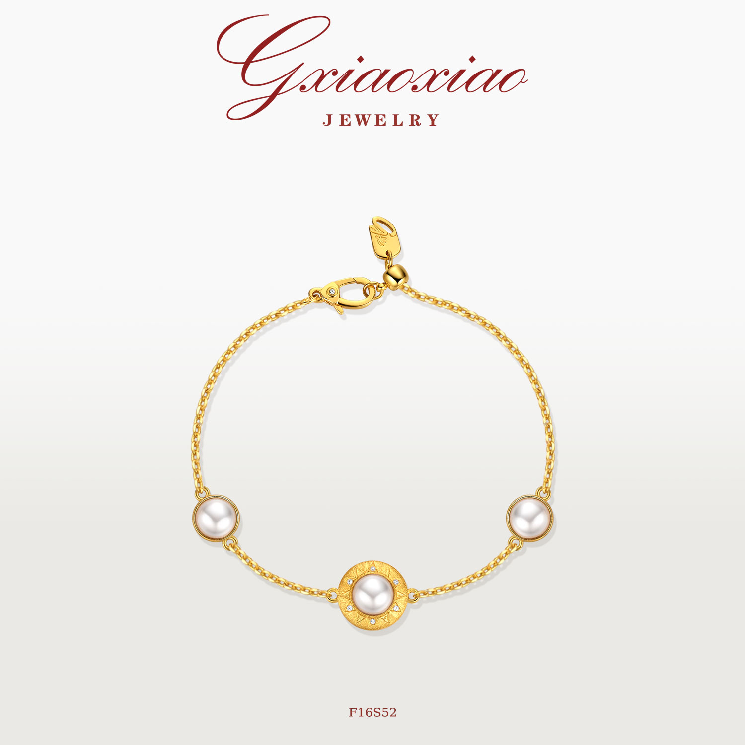 G XIAOXIAO 镀K金 法式轻奢气质高级双面八芒星飞船手链 F16S52