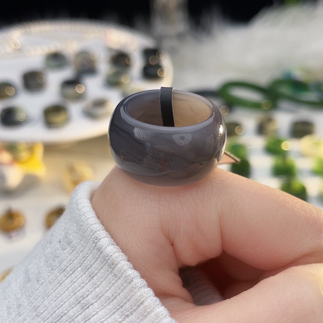 和田玉未镶嵌戒指k在街上17 烟紫飘紫墩墩18.1mm