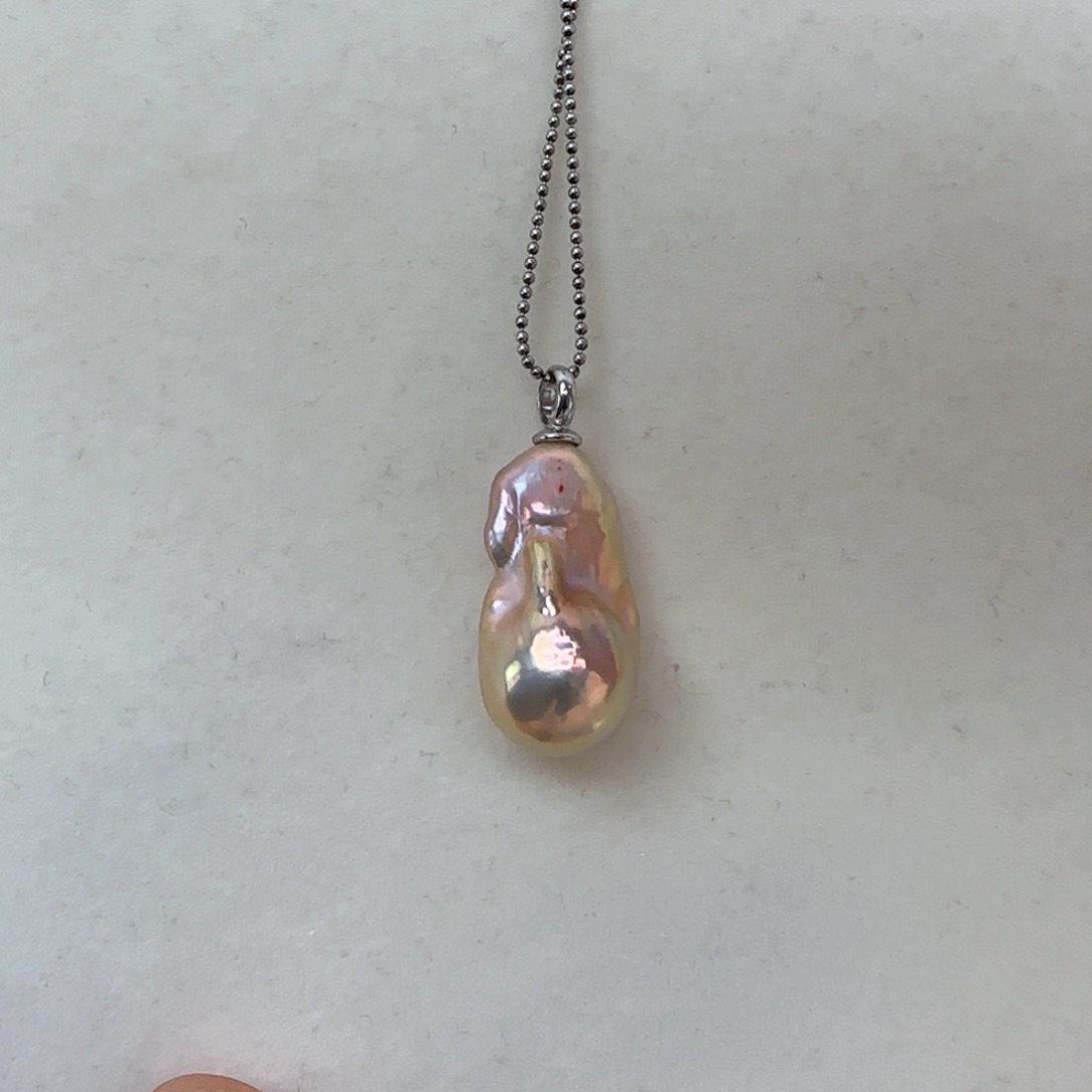 淡水珍珠银S925镶嵌吊坠(赠链)