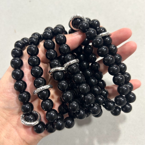 A391 黑曜石 卡1.0 带配饰 圆珠单圈手串