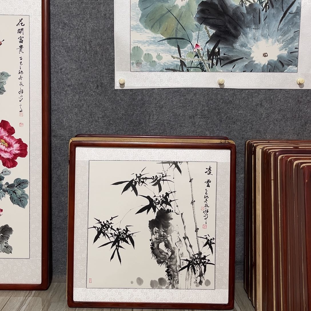 国画书画作品带框63×63