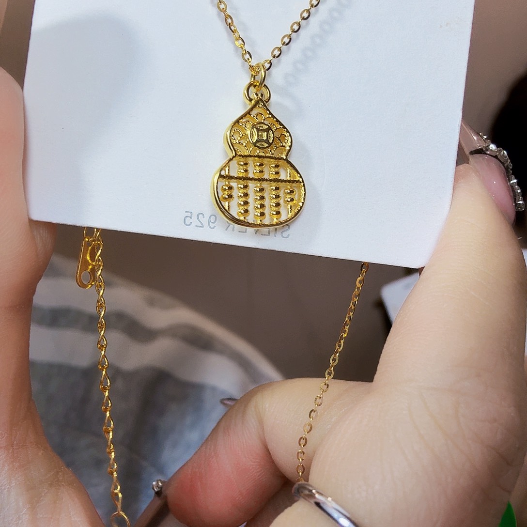 吊坠925银纯银项链 算盘葫芦