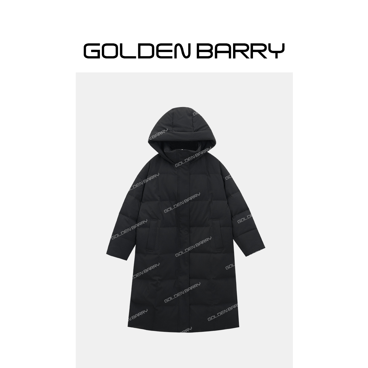 GOLDENBARRY|132052连帽长款鹅绒服中长款女外套