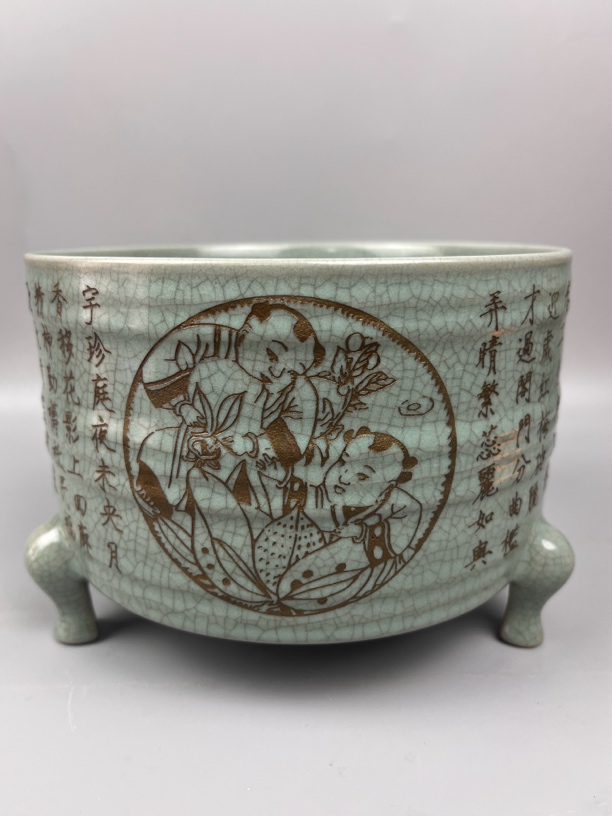 珍藏精品汝窑三足洗漏漏漏