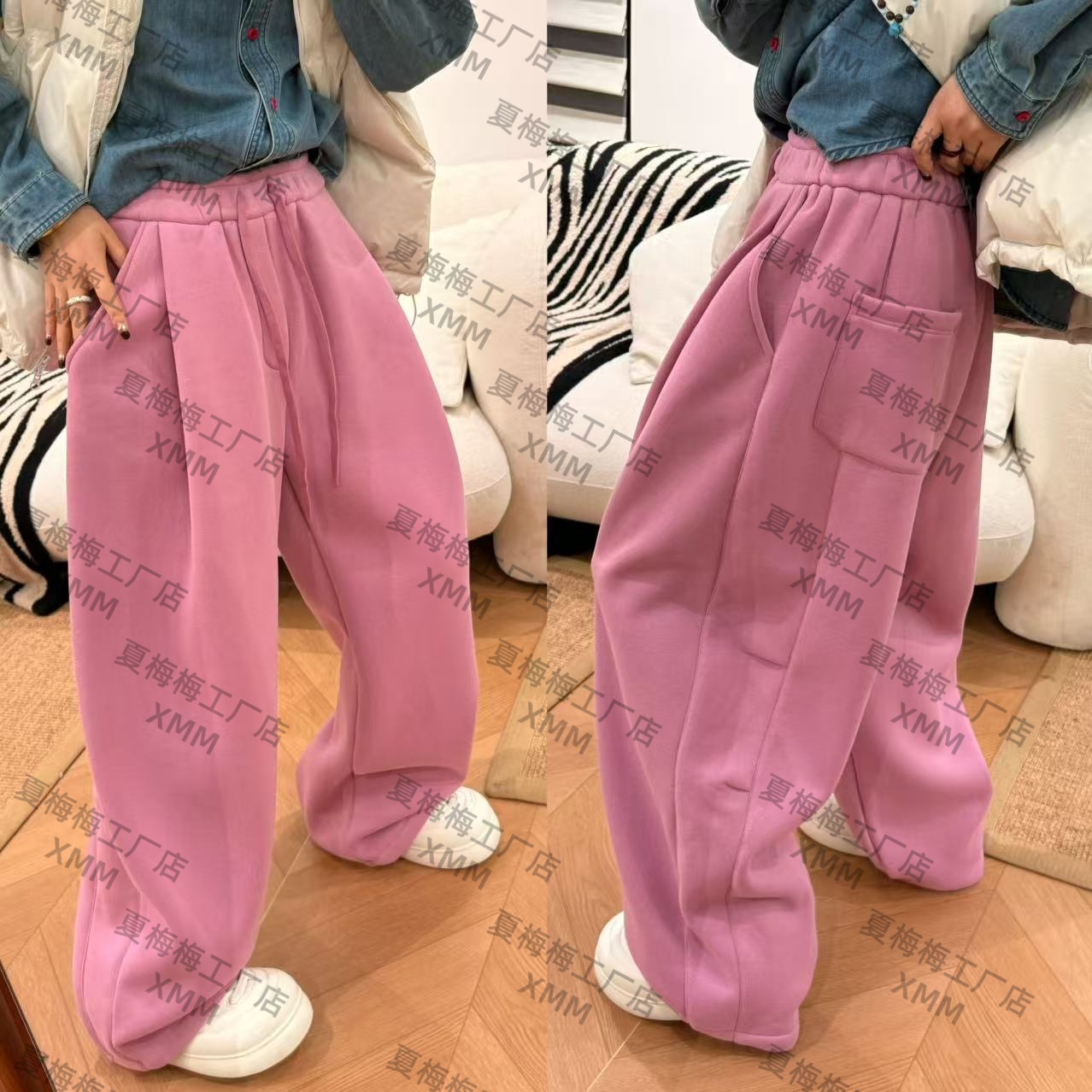 XMM.《Mm松弛感天花板卫裤》冬款时尚百搭潮流洋摇粒绒卫裤-669833