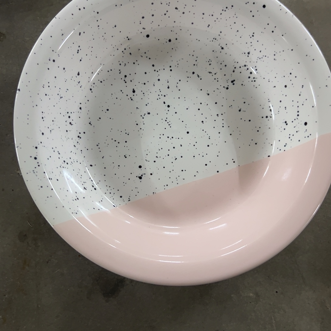 瓷微瑕粉色泼墨盘一个