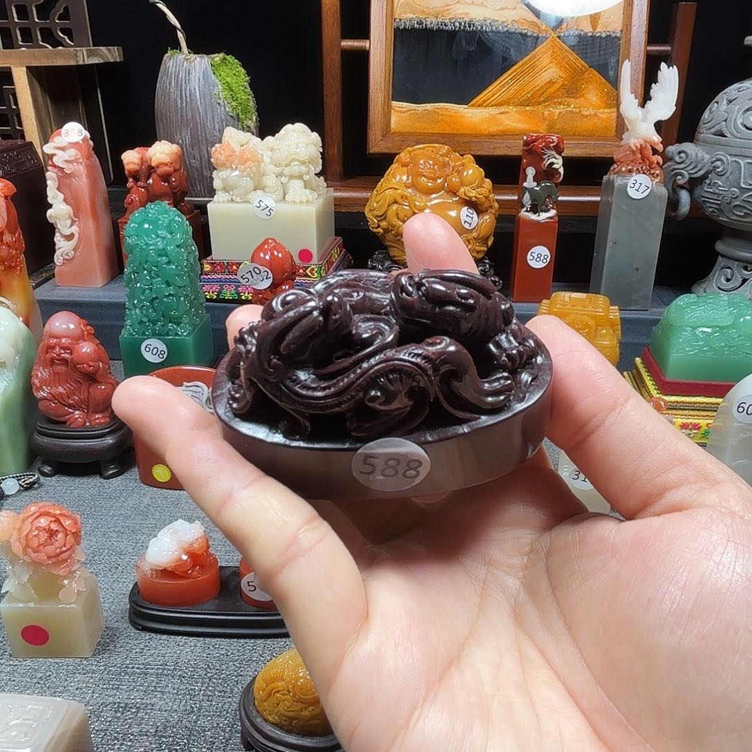 印石寿山石螭虎椭圆8