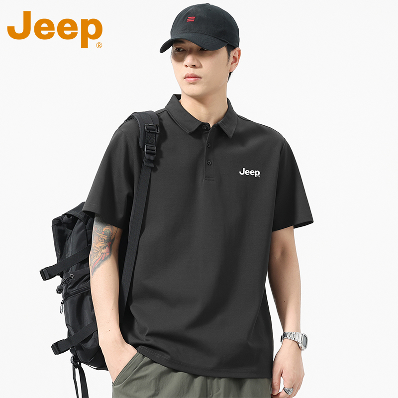 JEEP吉普官方正品polo衫男士夏季休闲五分袖t恤宽松帅气短袖上衣