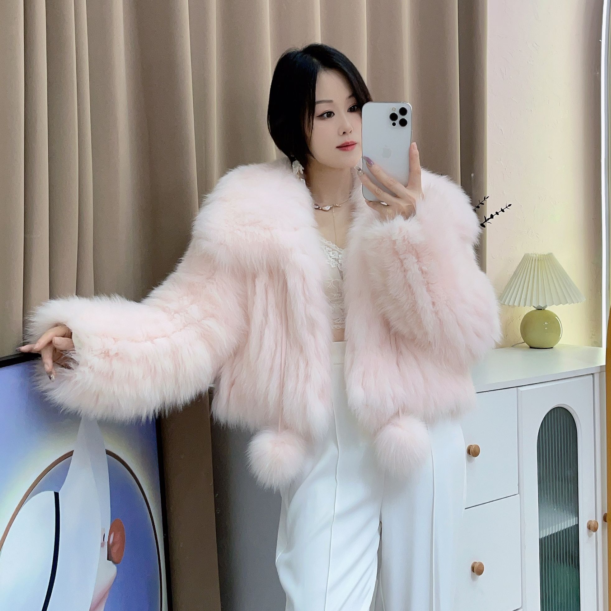 2101-2200直播间时尚网红款狐狸毛貉子毛皮草外套