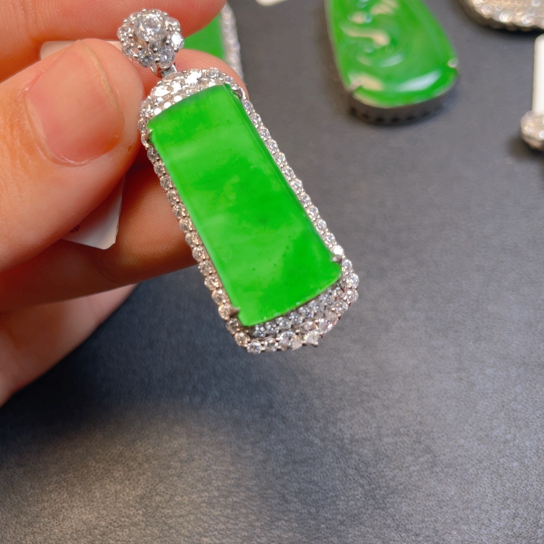 翡翠银S925镶嵌吊坠(不含链)