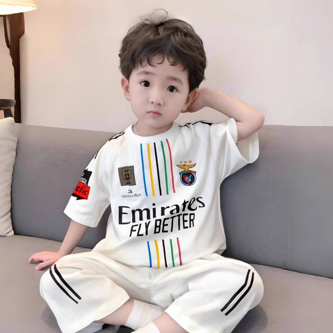 上衣男宝宝夏日男童运动彩条短袖2025新款夏装韩版夏季儿童时尚潮