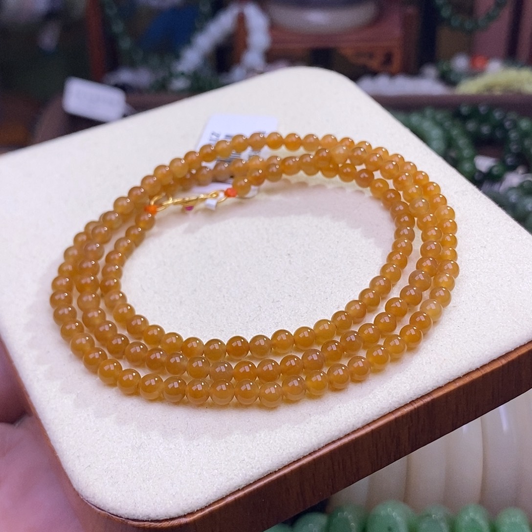 和田玉未镶嵌颈饰糖玉老矿料项链4mm