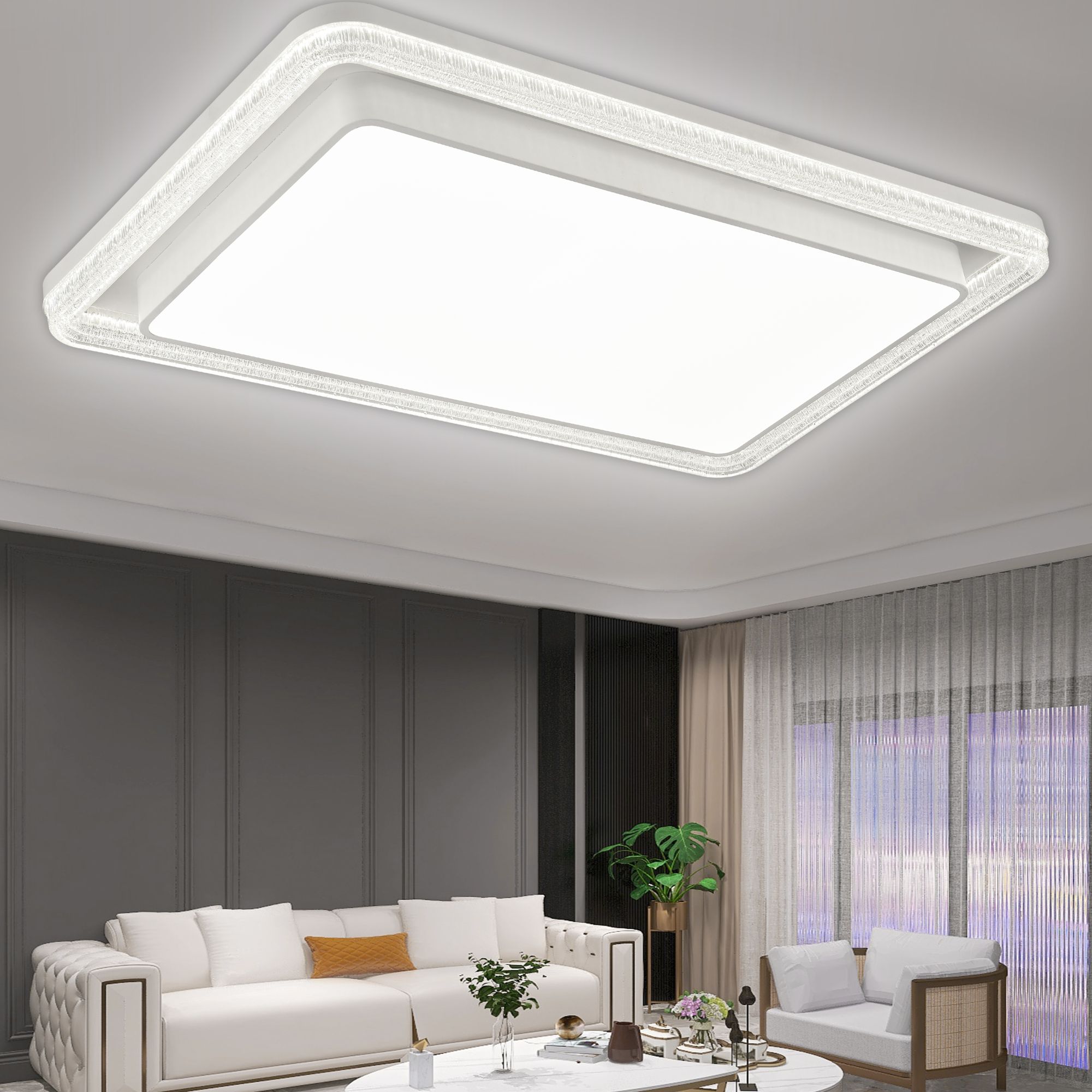 2025最新款客厅水晶吸顶灯LED现代简约轻奢水晶灯客厅灯奢华高档