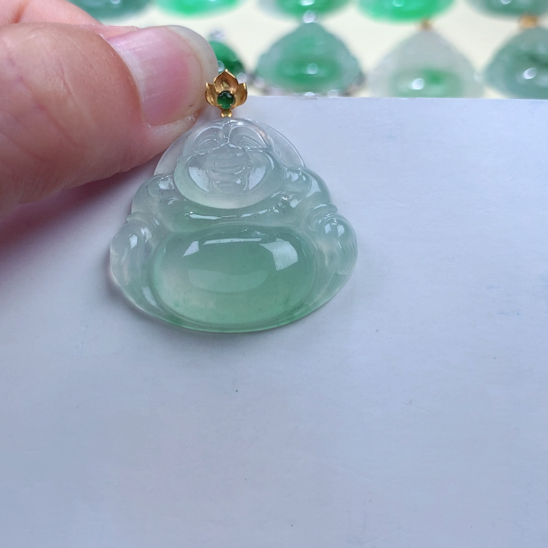 翡翠吊坠(不含链)18K金镶嵌