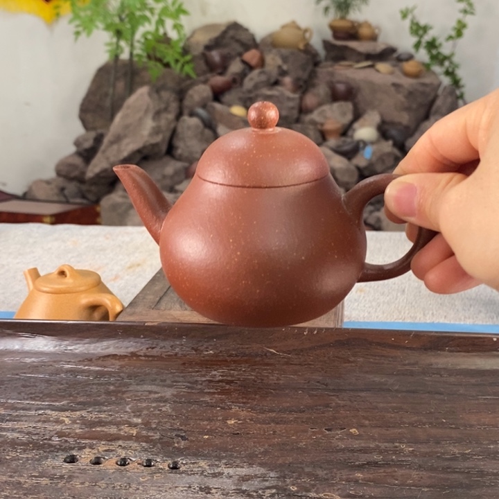 紫砂茶壶红降坡 小梨150左右的容量半手制作