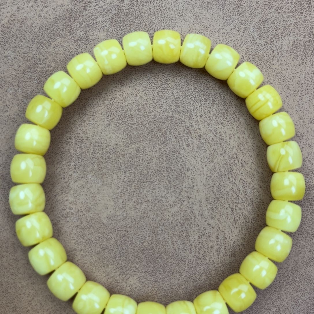 蜜蜡未镶嵌手串纯天然俄料白花虎皮8*7腕口17+