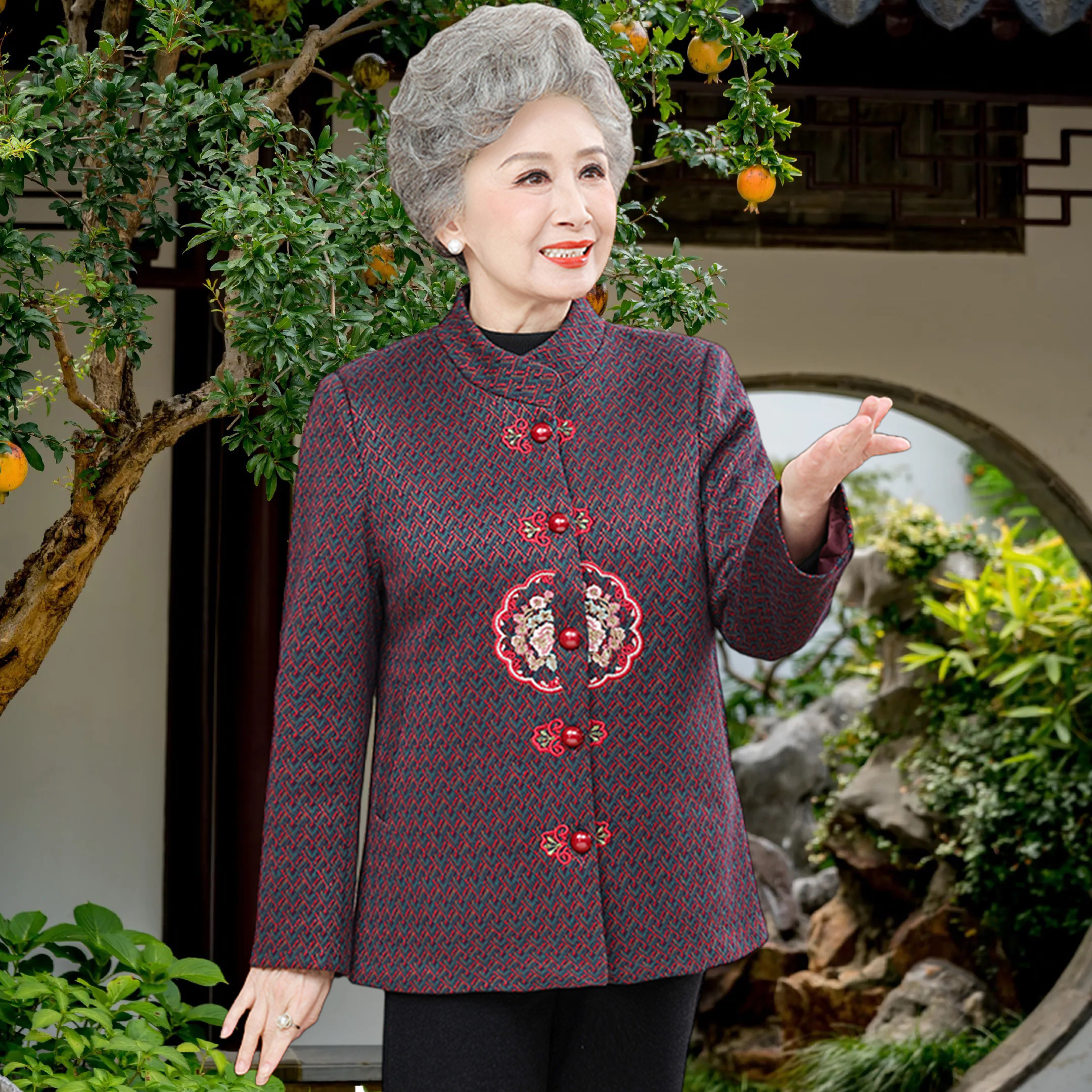 中老年人秋装女奶奶装春秋外套妈妈秋冬加厚大码新款上衣老人衣服