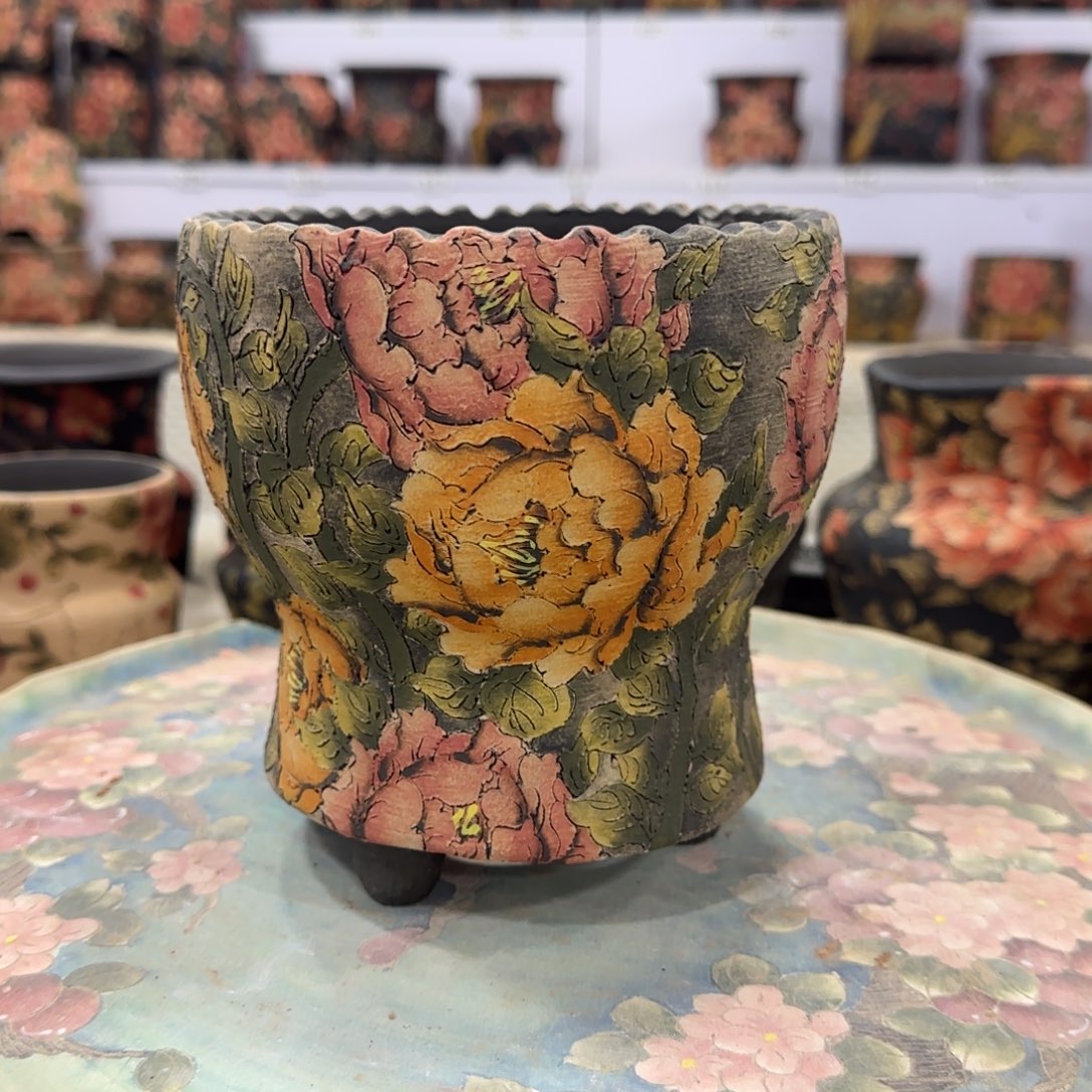 花盆紫砂精品多肉手绘花盆