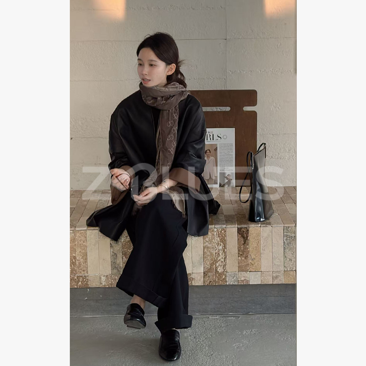 Z.blues【一眼就决定】老钱风经典黑羊皮革皮衣外套YZYYPY5438