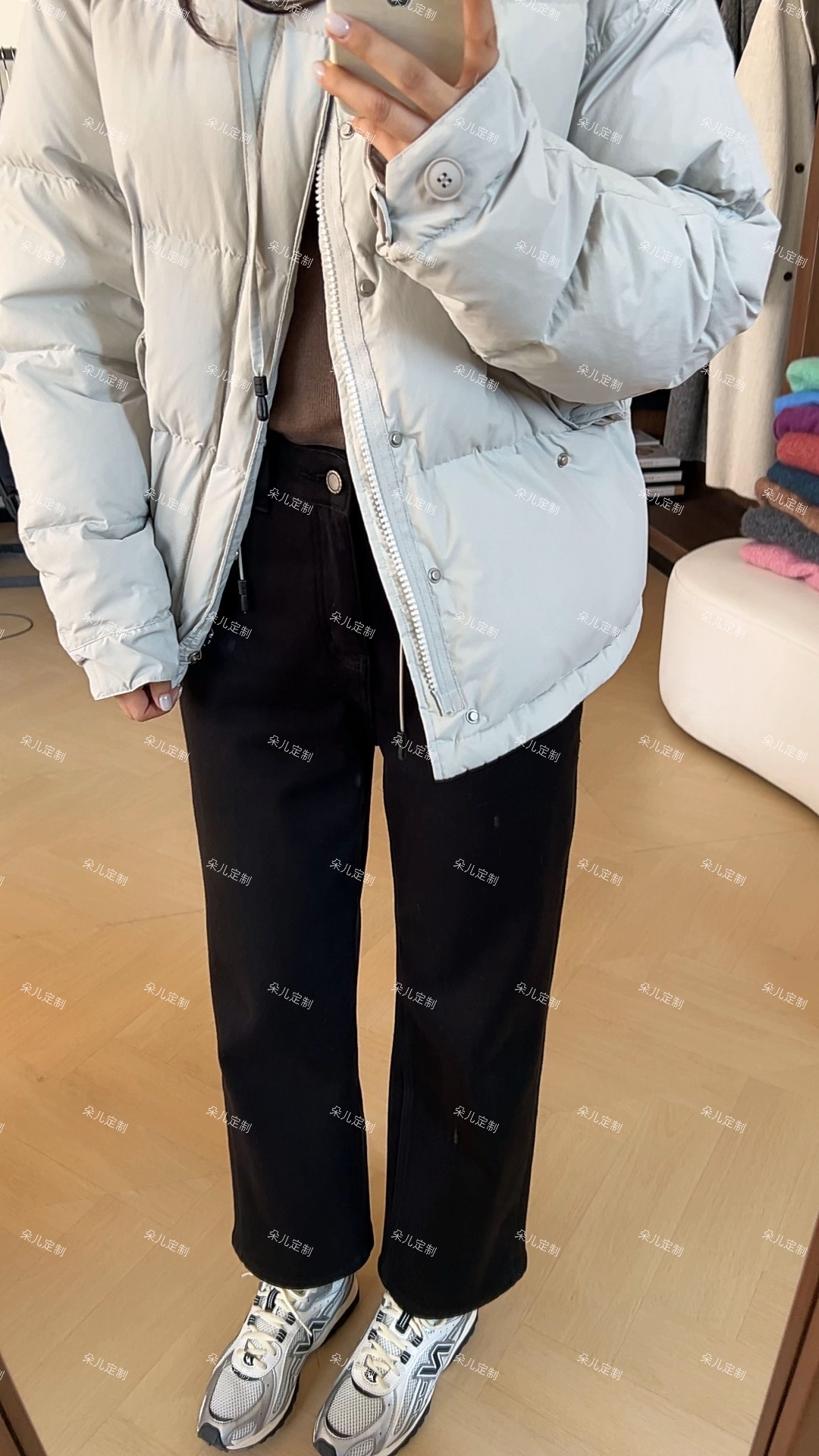 朵儿定制 【糯米法棍】秋冬厚款九分四面弹直筒法棍牛仔裤 MC23