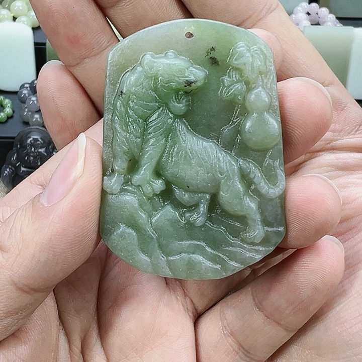 和田玉吊坠银S925镶嵌