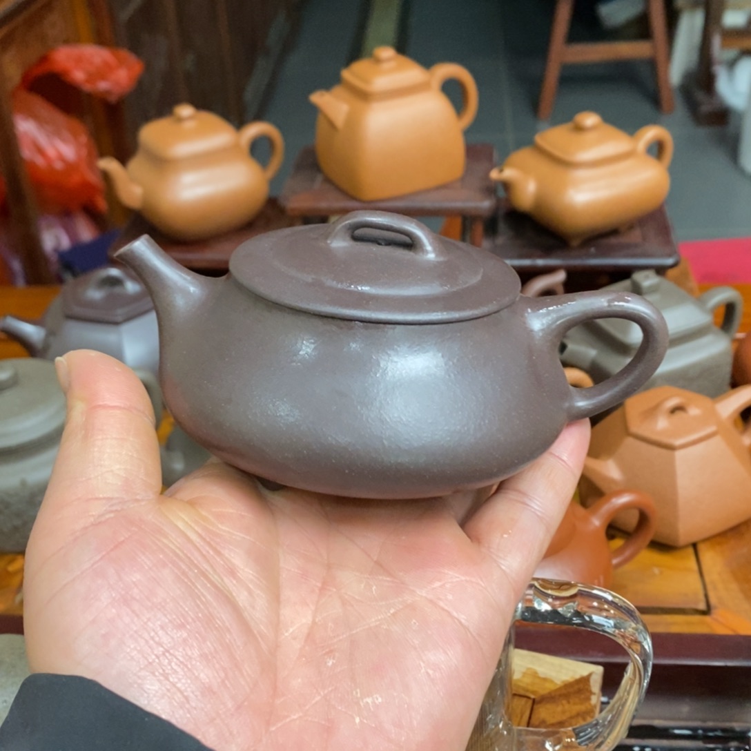 茶壶紫砂紫砂壶天青简瓢