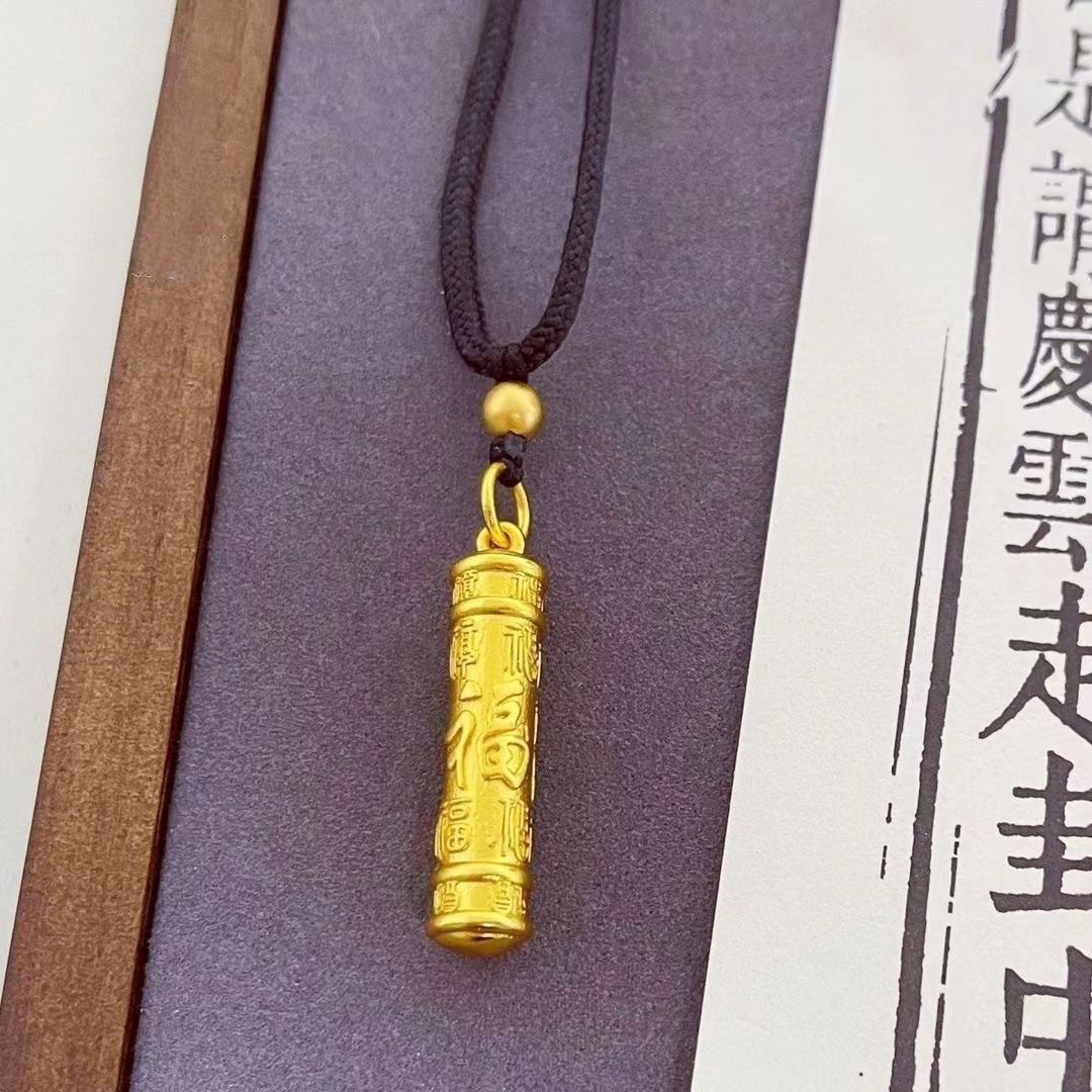 合金吊坠 2024新款古法百福柱吊坠久不掉色福字柱挂坠百搭