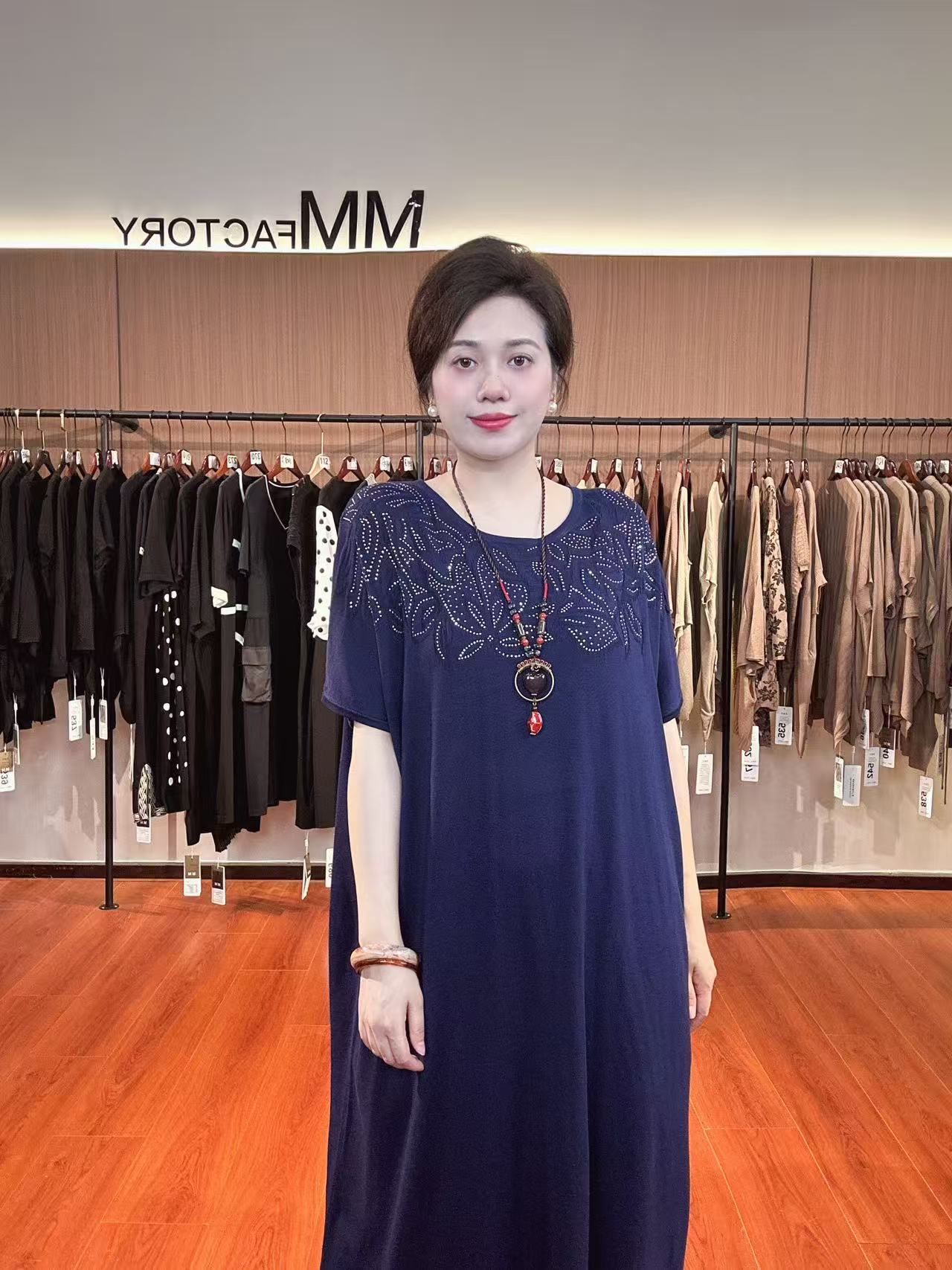613  MM factory百搭时尚中袖大版连衣裙气质紫色高贵女装连衣裙