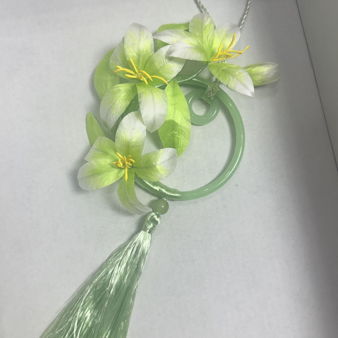 非遗绒花手工桑蚕丝制作   百合平安扣男女同款