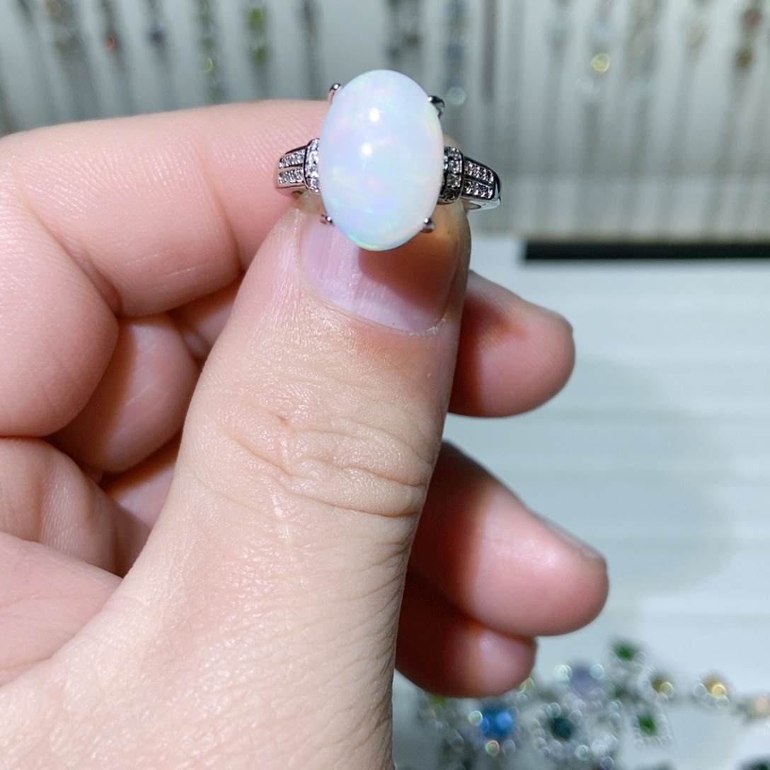 绿水晶戒指银S925镶嵌