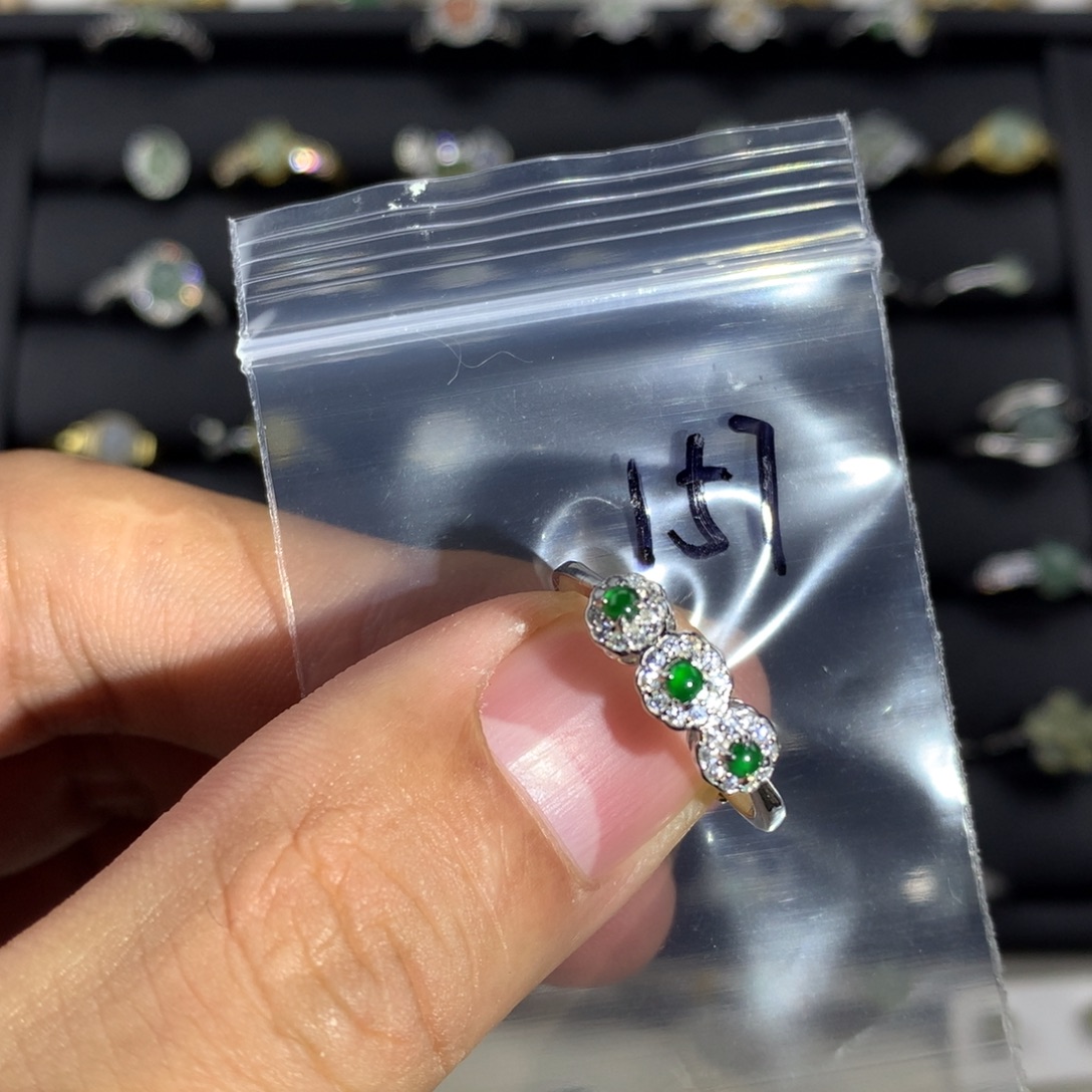 翡翠银S925镶嵌戒指157