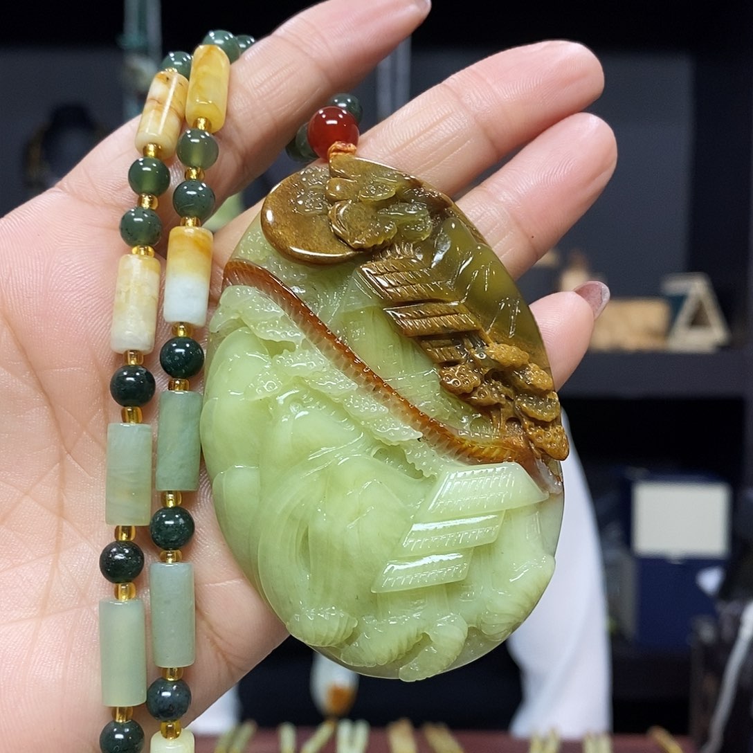 岫玉挂件吊坠手把未镶嵌