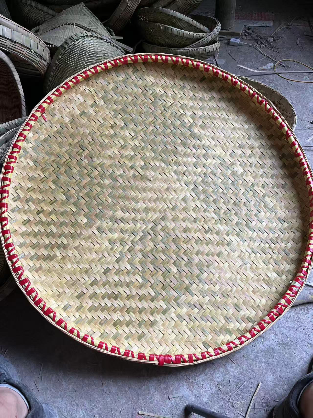 纯手工竹编无孔竹筛竹簸箕家用晾晒装饰佳品80cm